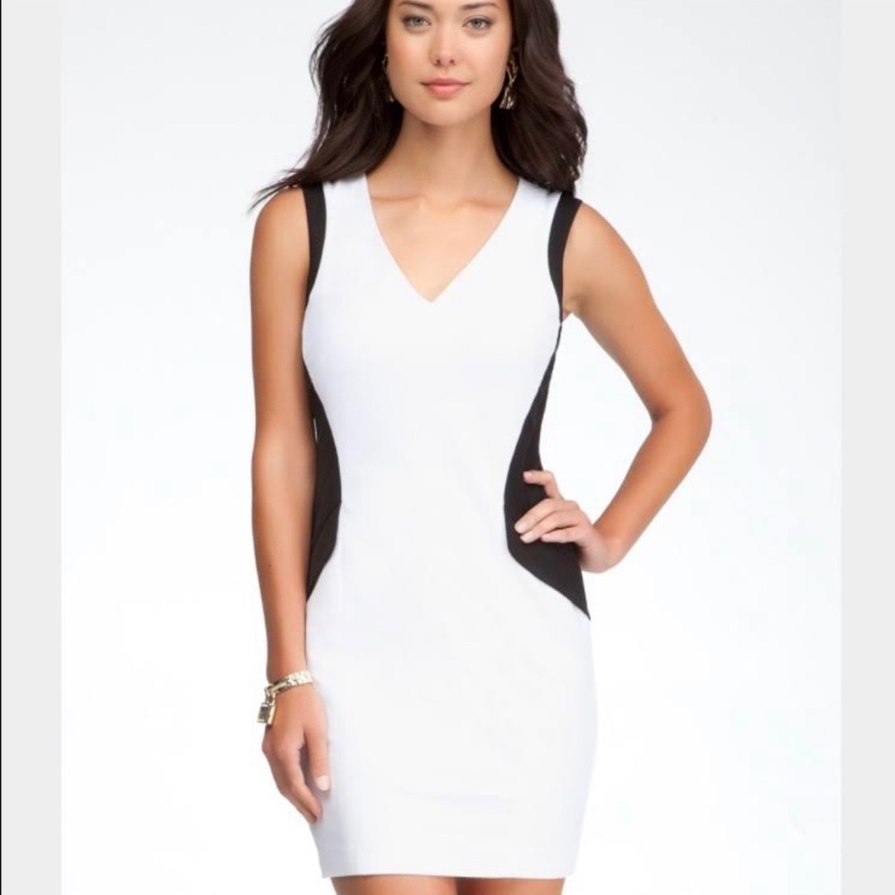 Bebe dress. Hour glass black and white size 6